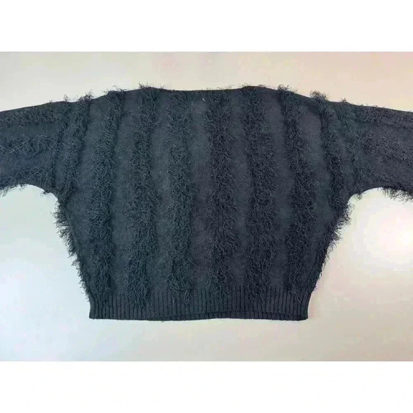 Chaser Women’s Feather Fringe Knit Sweater Size Medium Black NWT Whimsical Goth - Picture 6 of 9